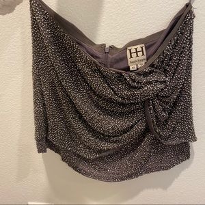 HAUTE HIPPIE | Knot Front Sequin Mini Skirt